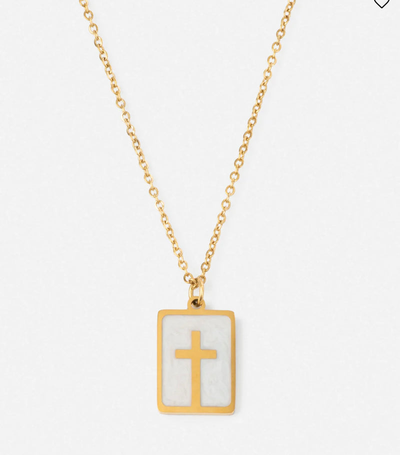 Elevated Faith Enamel Cross Necklace