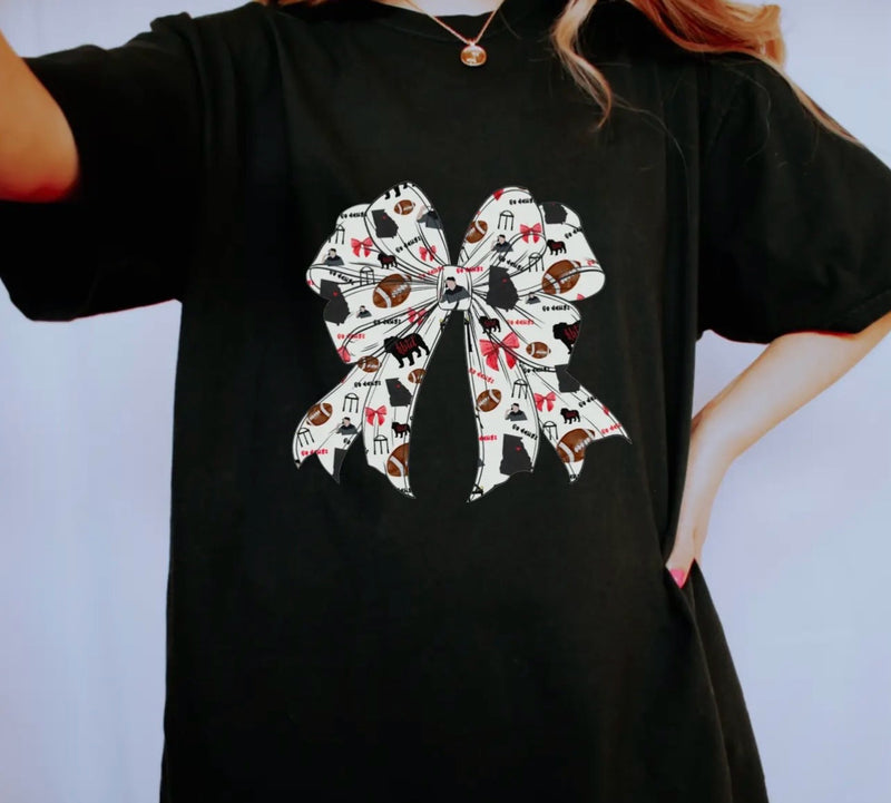 UGA Bulldogs Coquette Bow Tee