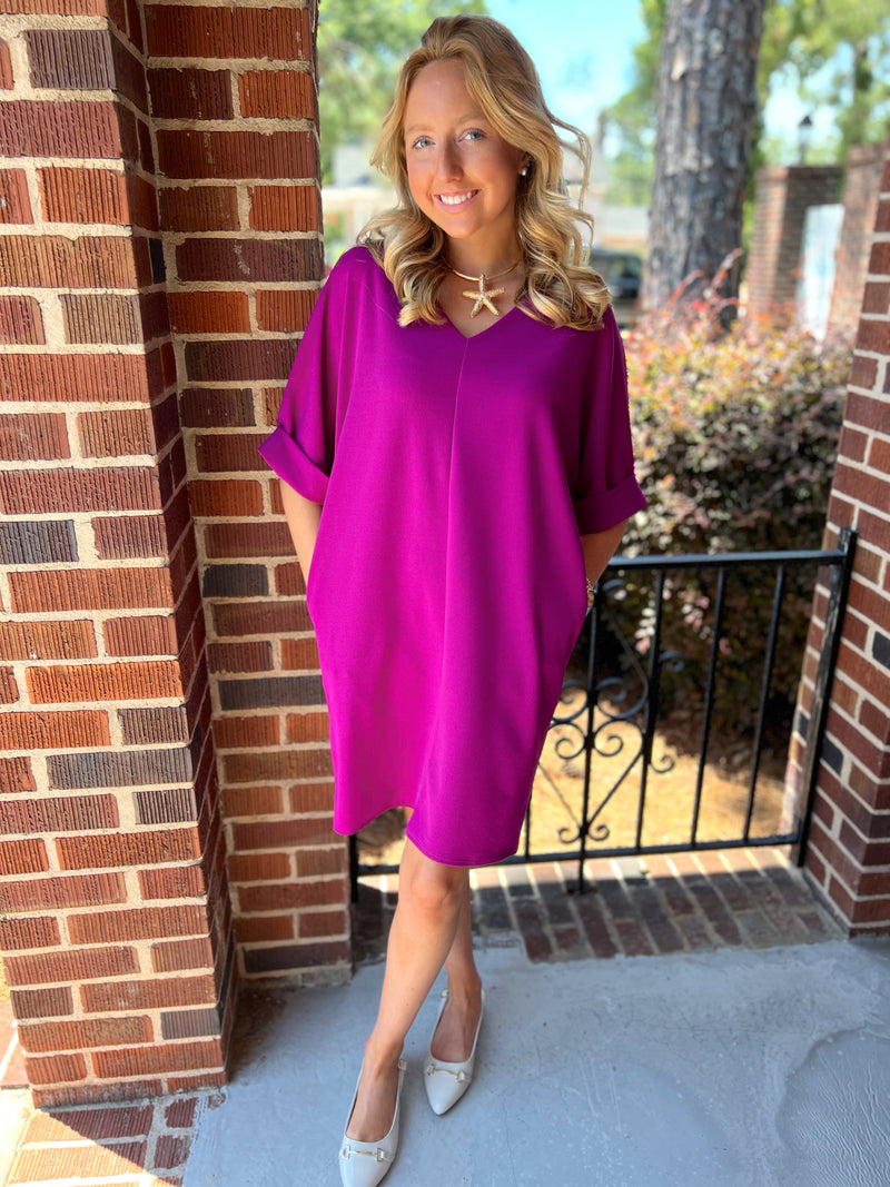 The Solid V-Neck Tunic Dress