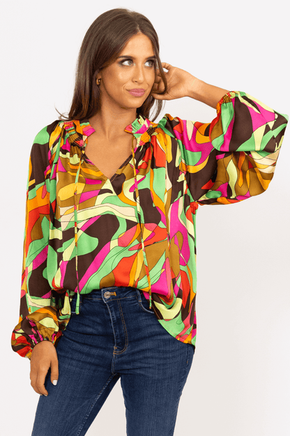 Karlie Abstract Satin Top