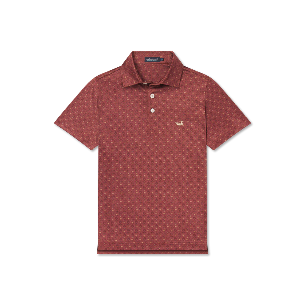 Youth Flyline Performance Polo-Burnt Red & Tan