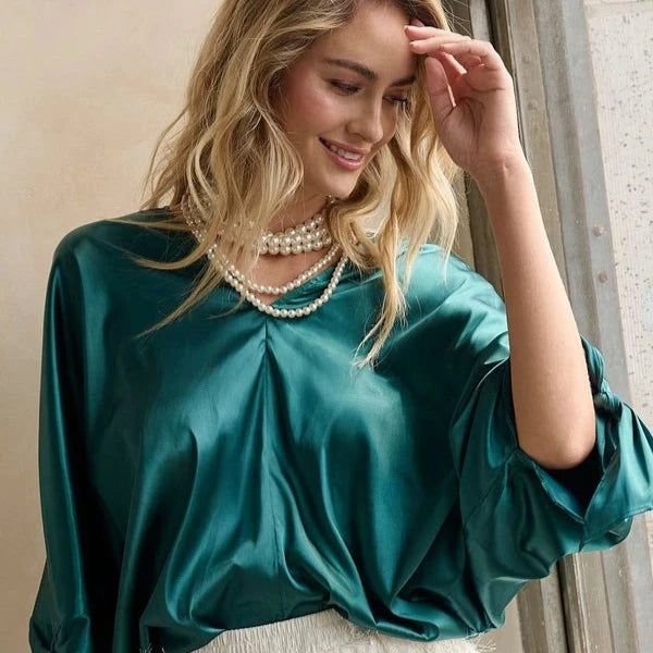 The Candace Satin Tie Blouse