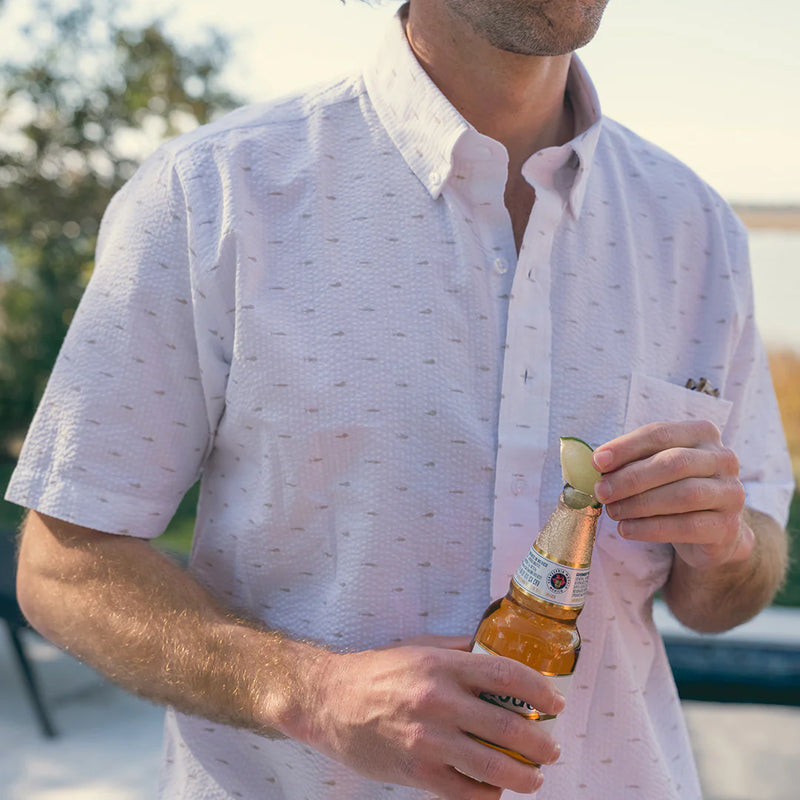 Sayulita Seersucker Summer Short Sleeve Button Down